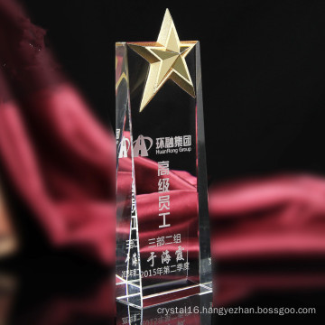 High-Grade Crystal Trophy with Metal Star Crystal Gift